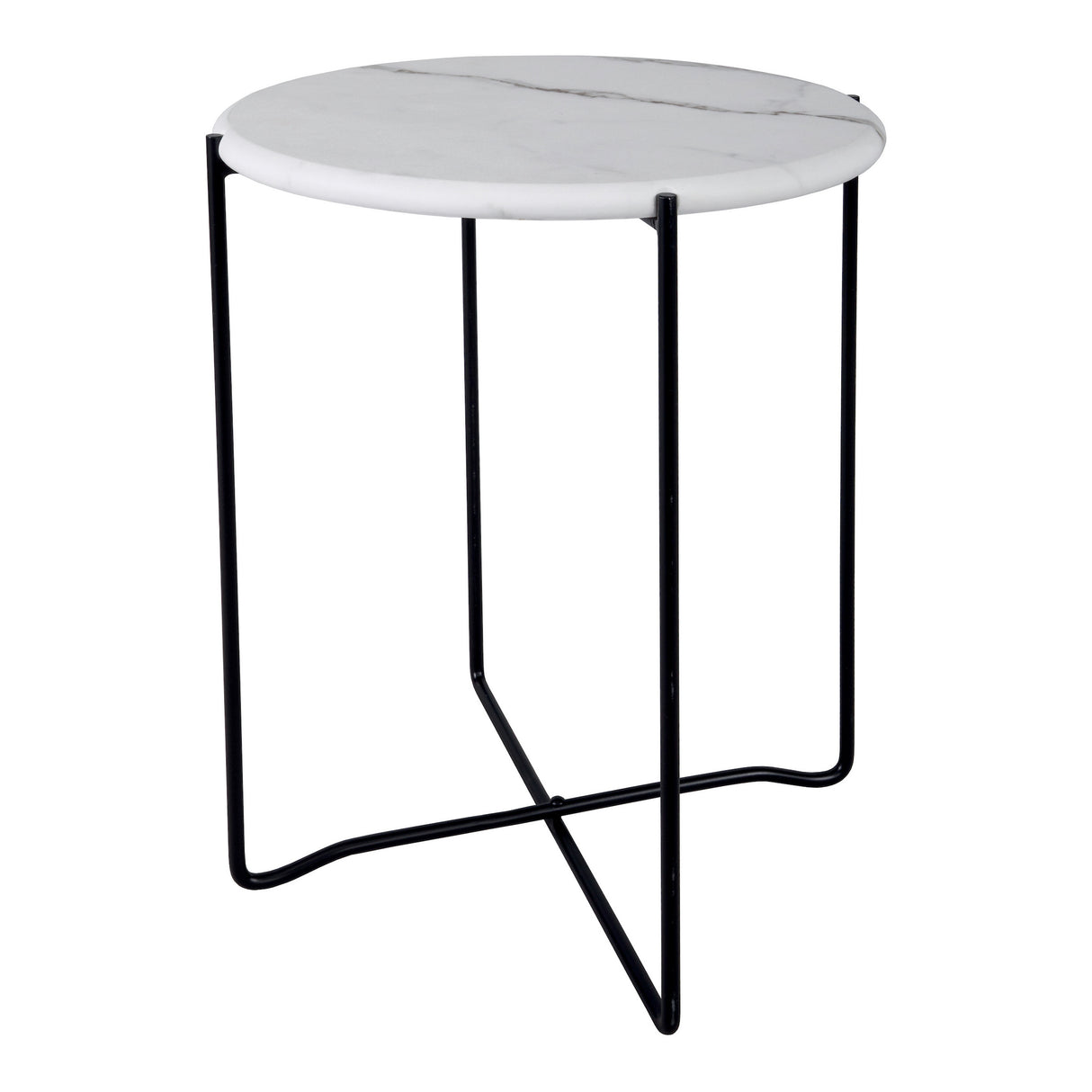 Dar Azzate White Marble Effect Round Side Table