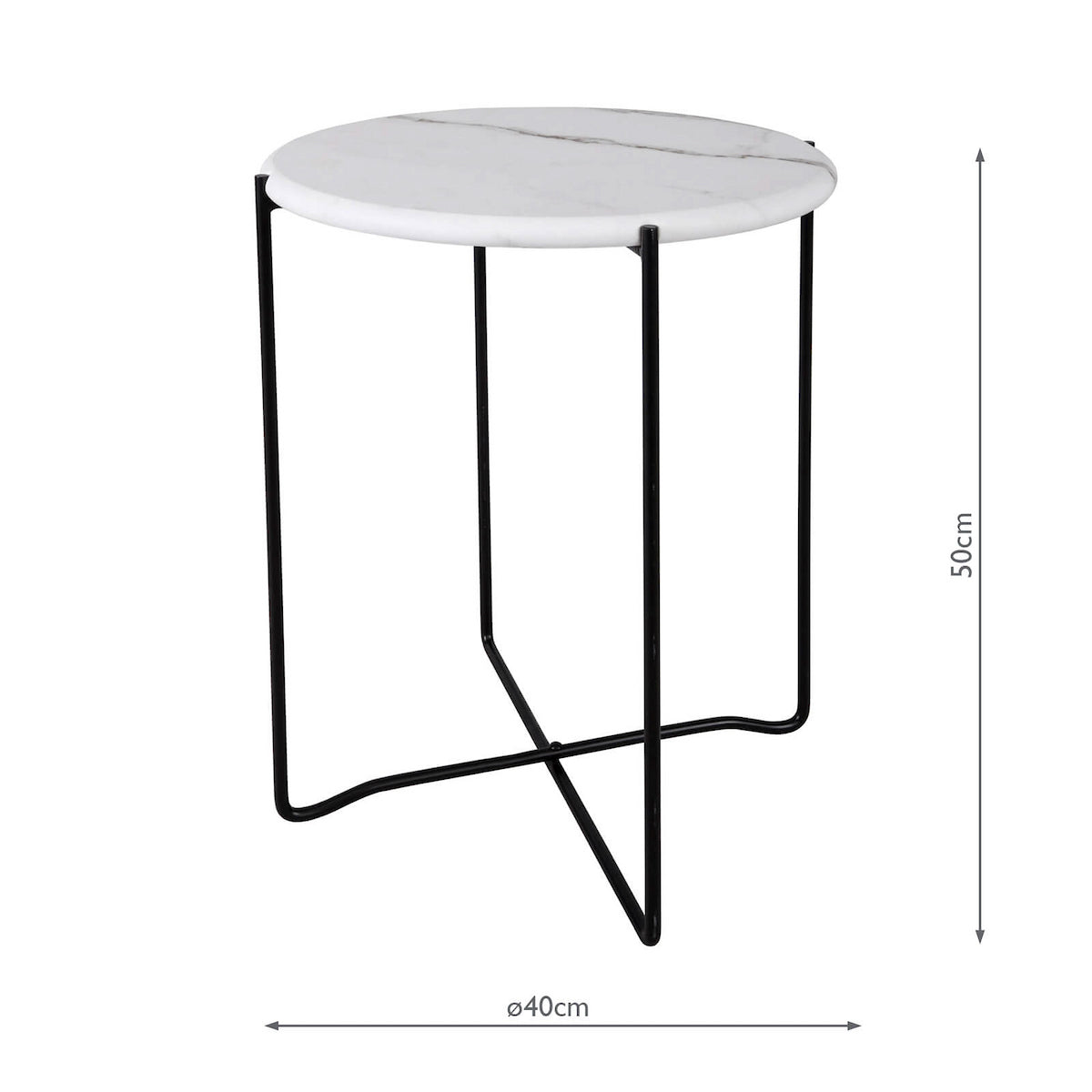 Dar Azzate White Marble Effect Round Side Table