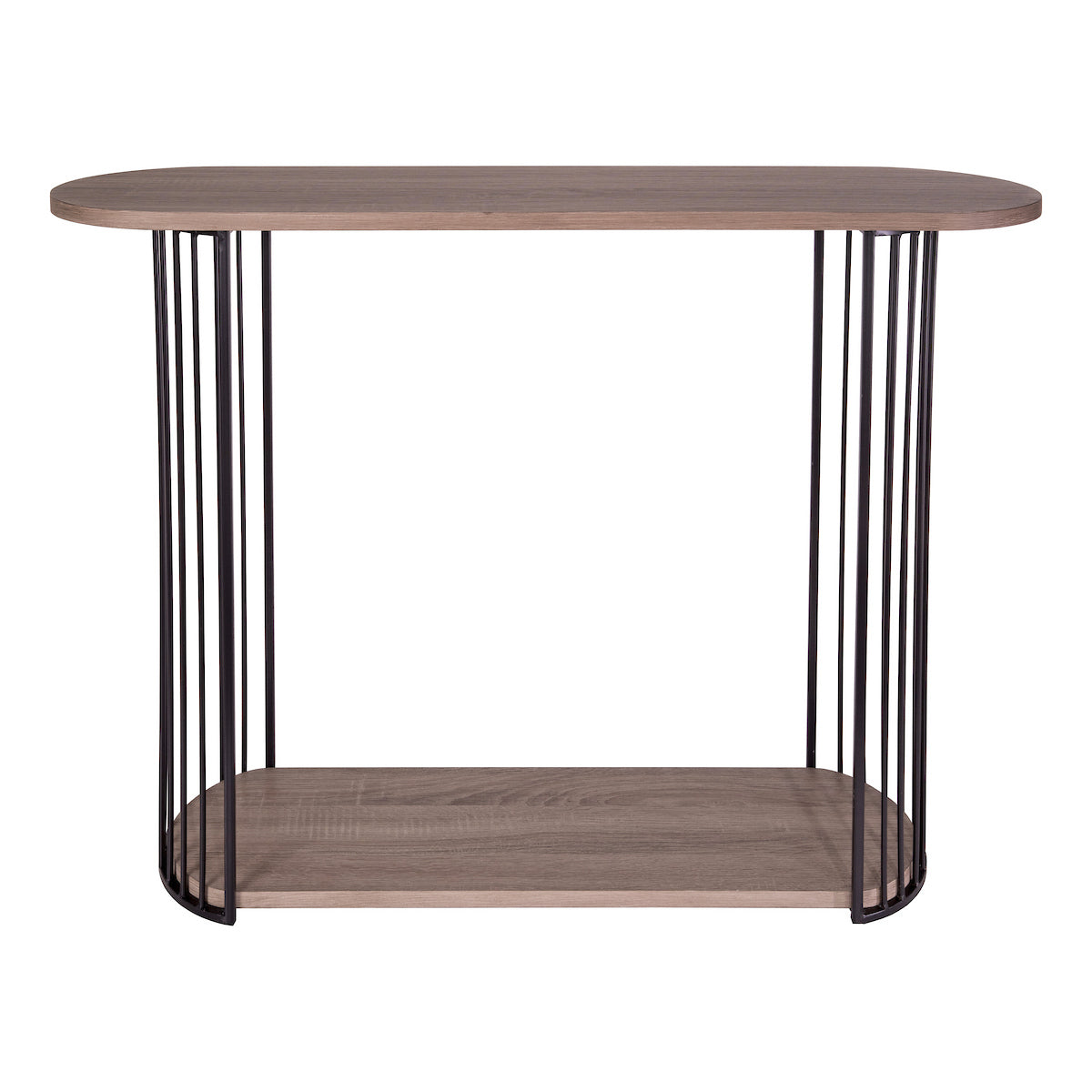 Dar Drum Console Table Oak Effect Veneer and Matt Black