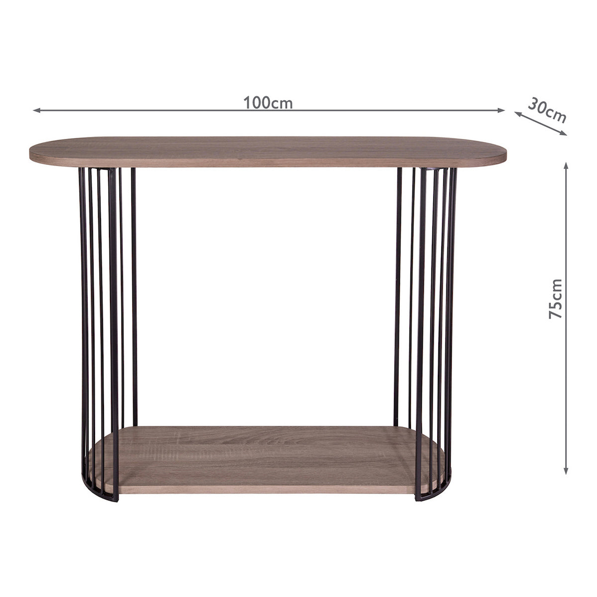 Dar Drum Console Table Oak Effect Veneer and Matt Black