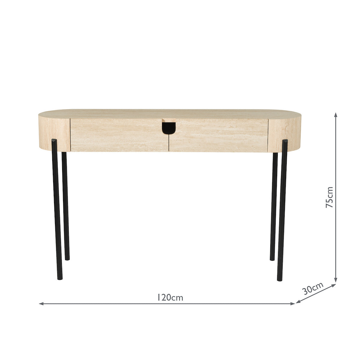 Dar Ioana Console Table Travertine Effect and Matt Black