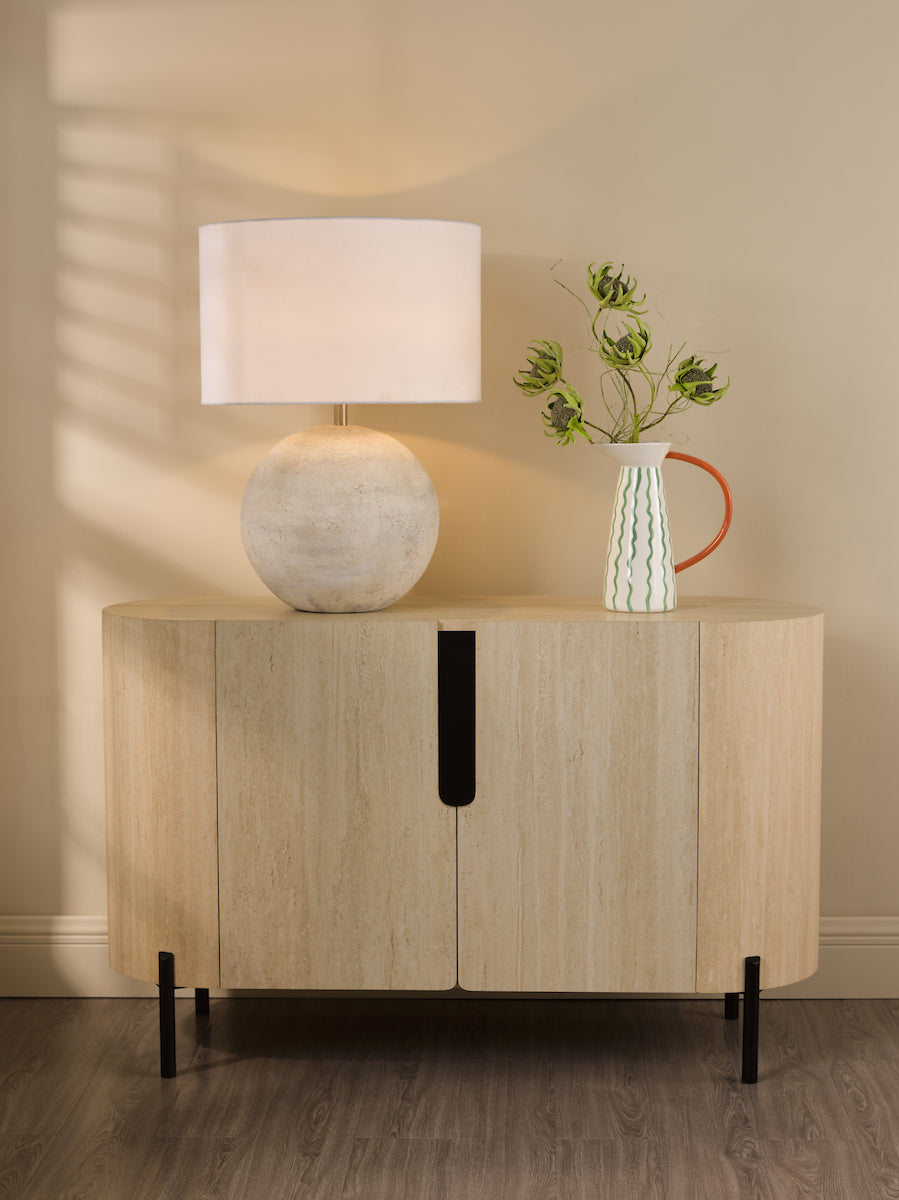 Dar Ioana Cabinet Travertine Effect and Matt Black