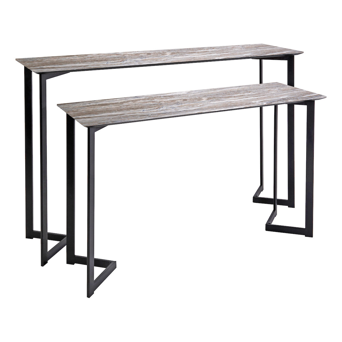 Dar Lulani Nested Console Table Brown Stone Vaneer