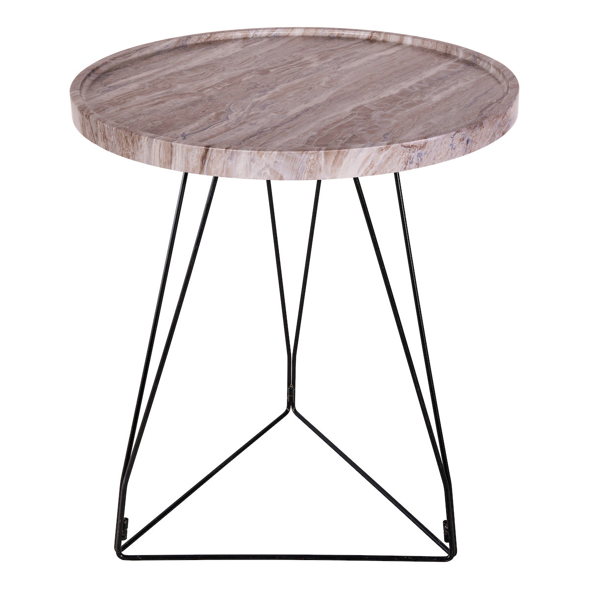 Dar Miguel Side Table Brown Stone Veneer and Matt Black