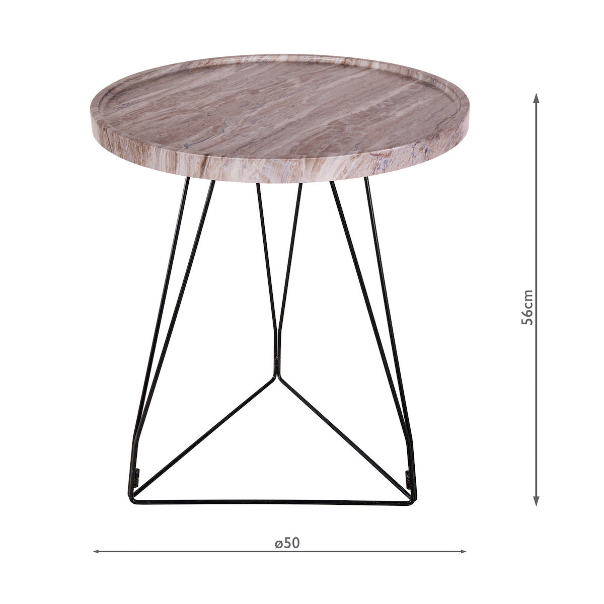 Dar Miguel Side Table Brown Stone Veneer and Matt Black