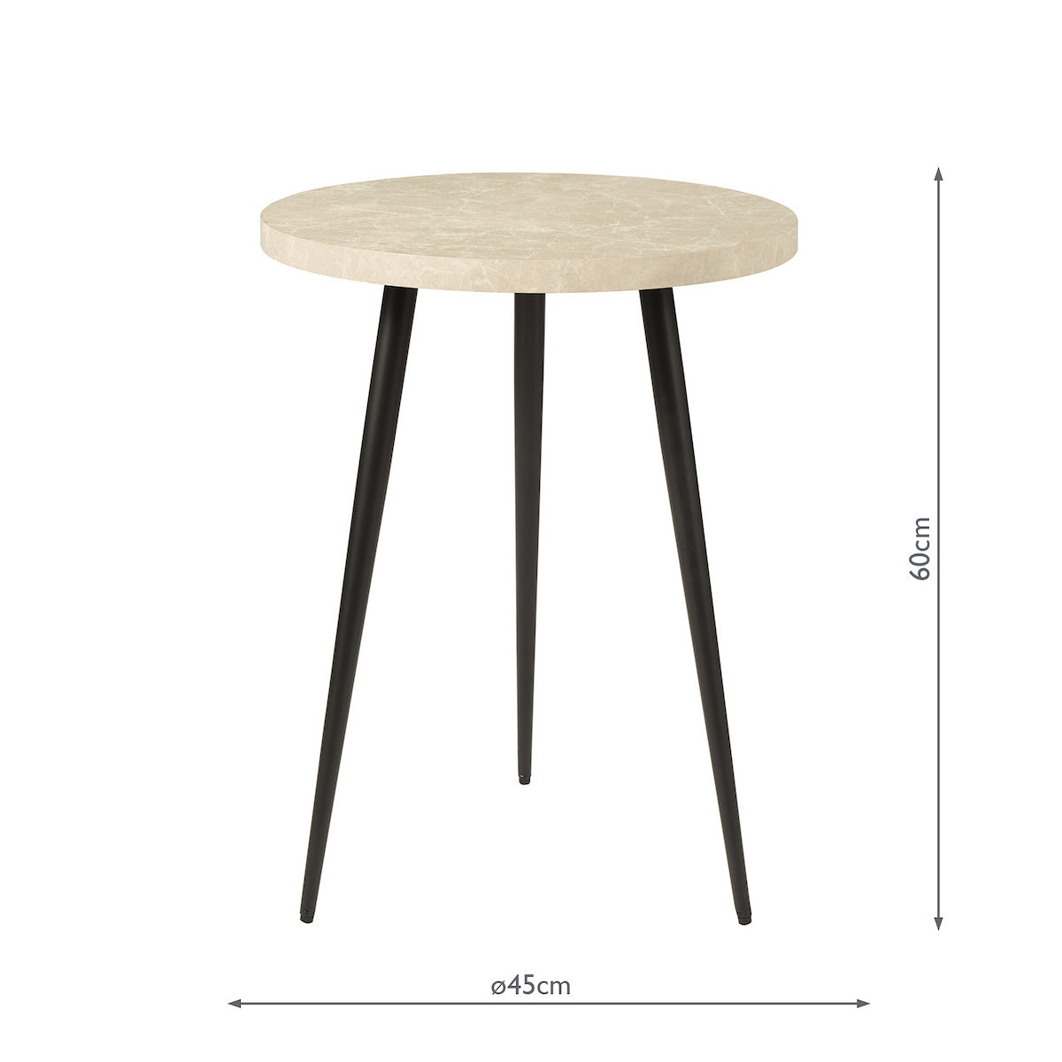 Dar Nusa Side Table Grey Marble Effect and Matt Black