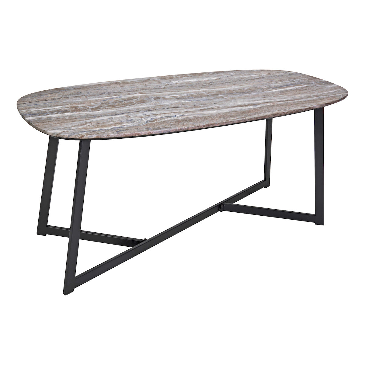 Dar Pavlos Coffee Table Brown Stone Veneer and Matt Black