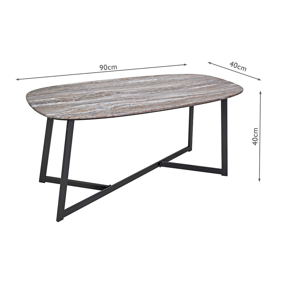 Dar Pavlos Coffee Table Brown Stone Veneer and Matt Black