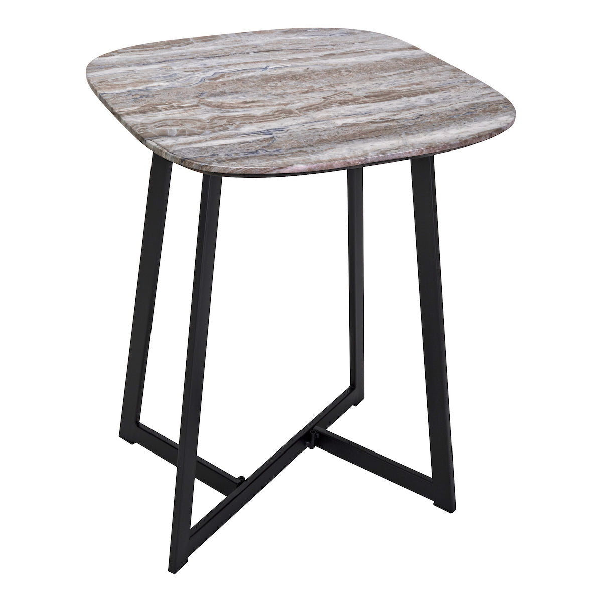 Dar Pavlos Side Table Brown Stone Veneer and Matt Black