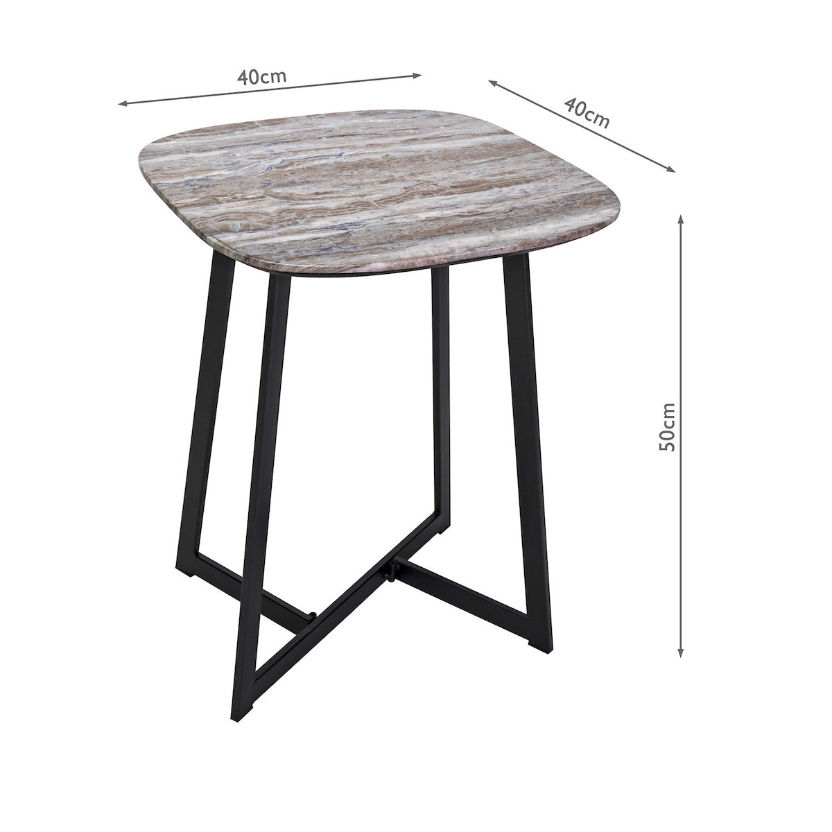 Dar Pavlos Side Table Brown Stone Veneer and Matt Black