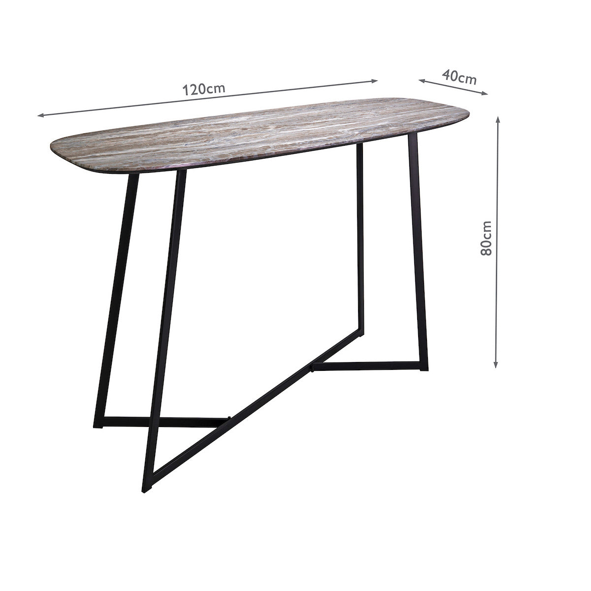 Dar Pavlos Console Table Brown Stone Veneer and Matt Black