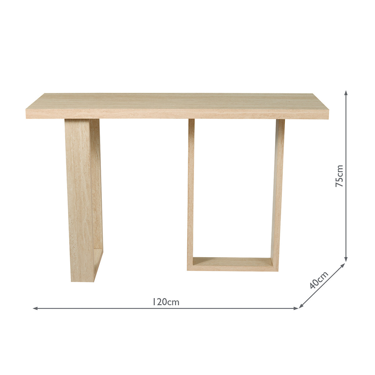 Dar Prue Console Table Travertine Effect