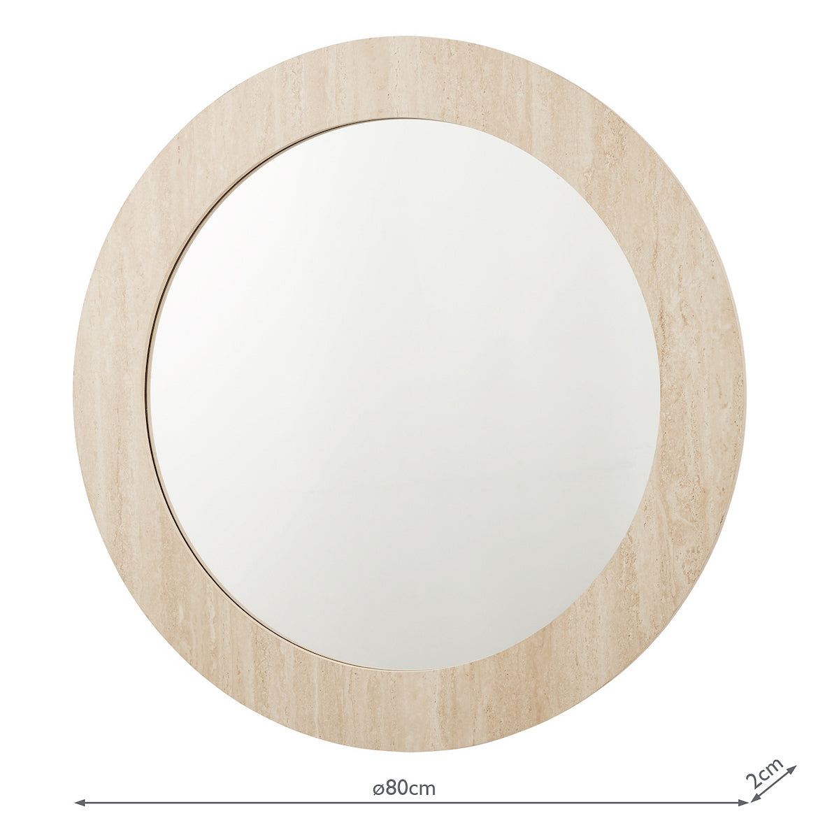 Dar Ioana Round Mirror Travertine Effect 80cm