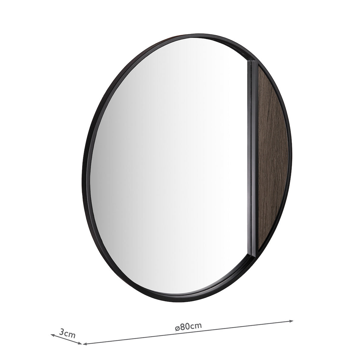 Dar Rasmus Mirror Mocha Veneer and Matt Black 80cm