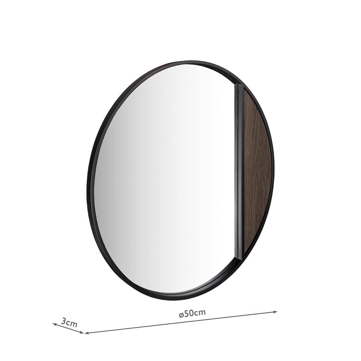 Dar Rasmus Mirror Mocha Veneer and Matt Black 50cm