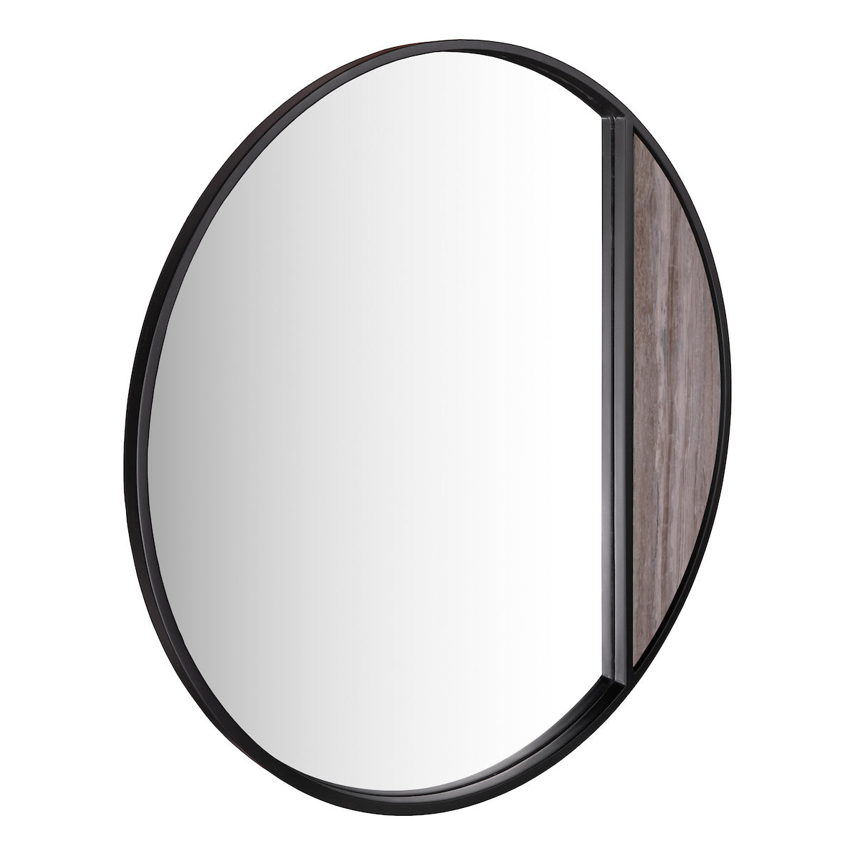 Dar Rasmus Mirror Brown Stone Veneer and Matt Black 80cm