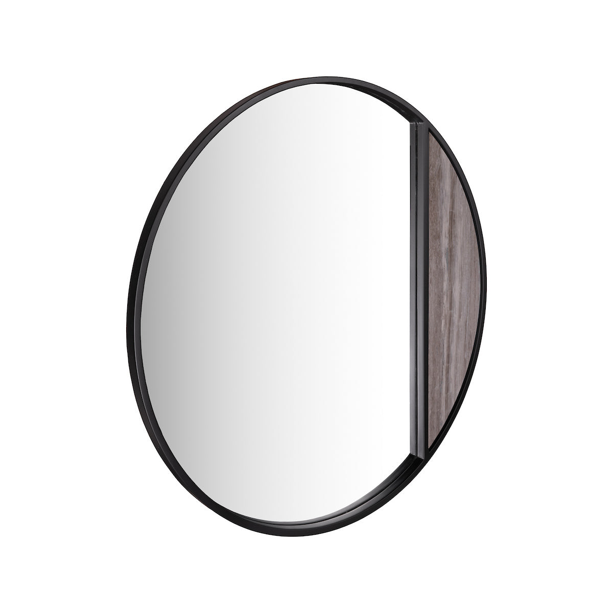 Dar Rasmus Mirror Brown Stone Veneer and Matt Black 50cm