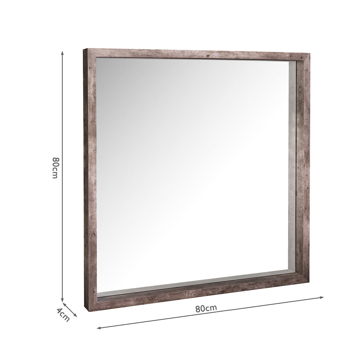 Dar Rocco Mirror Distressed Concrete Effect Veneer 80 X 80cm