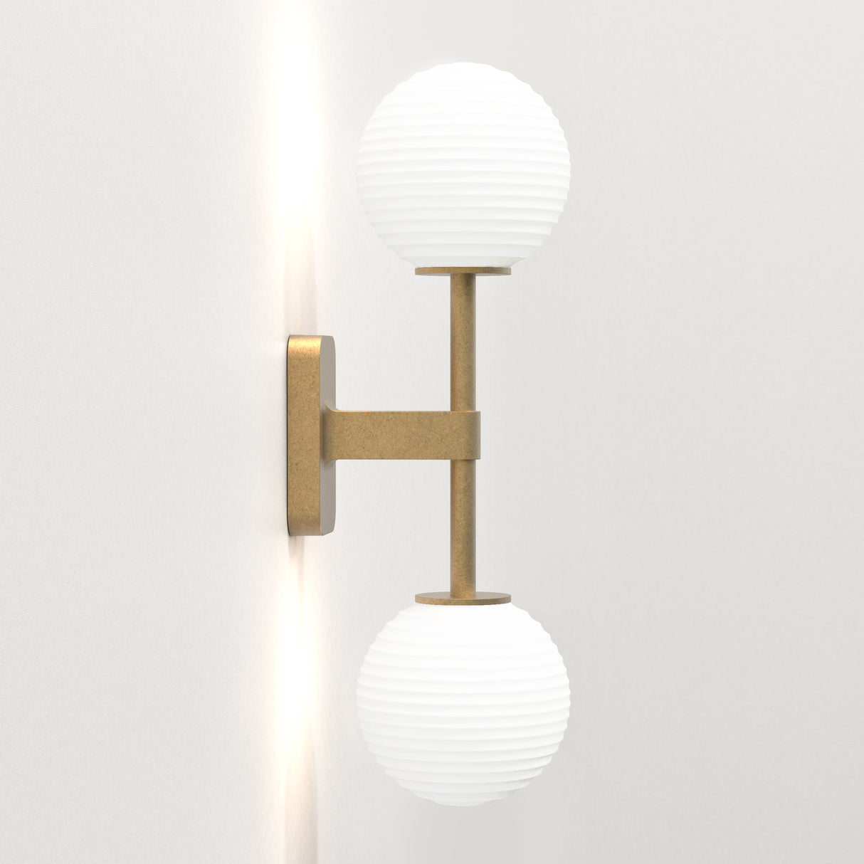 Astro Tacoma Twin Antique Brass Bathroom Wall Light
