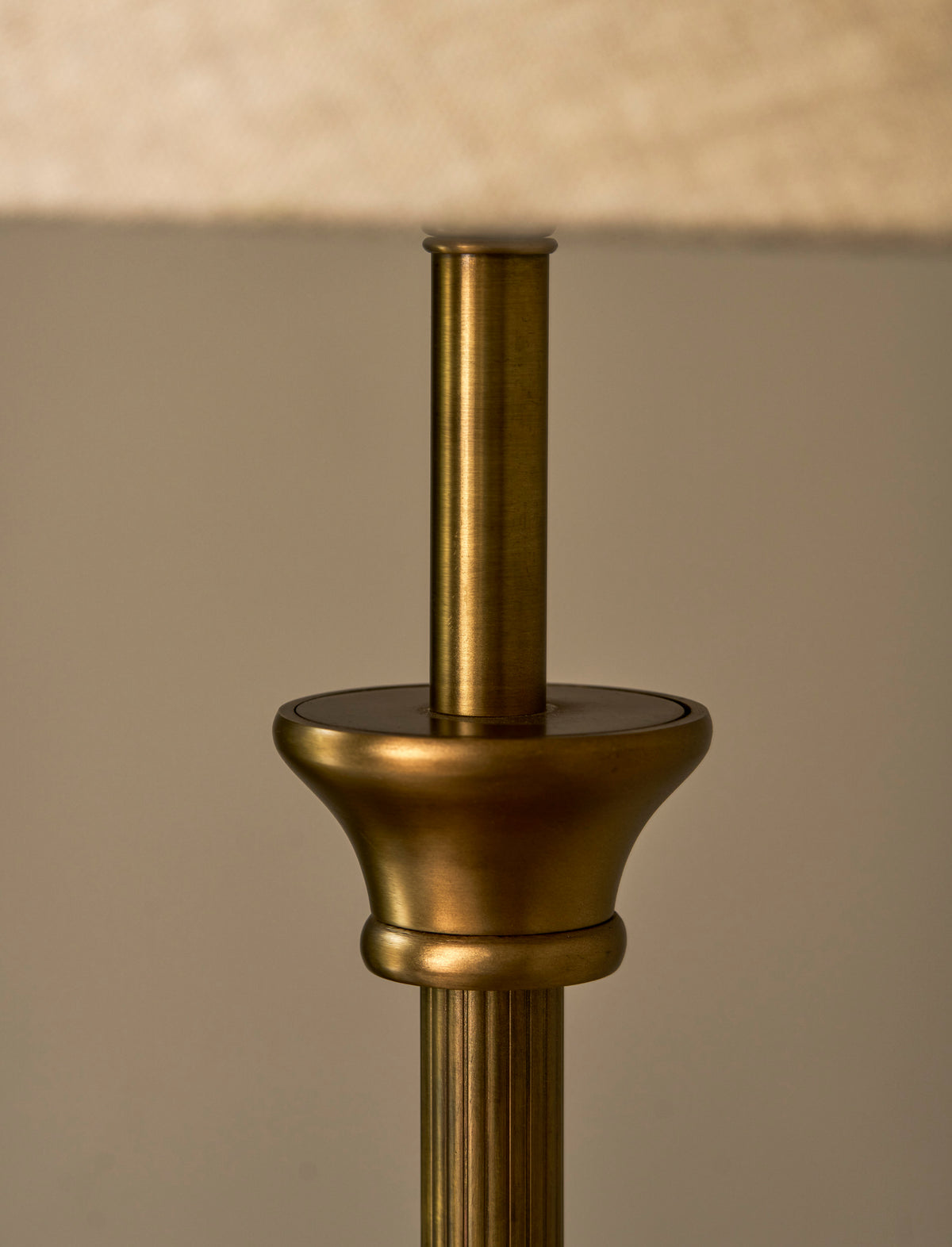 Garden Trading Kelmscot Floor Lamp With Linen Shade Antique Brass Finish