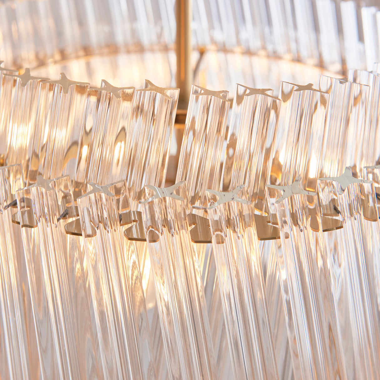 Amos Aquitaine Brushed Aged Brass & Clear Glass 3 Light Chandelier