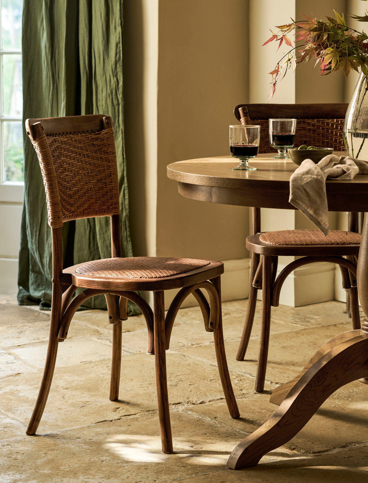 Garden Trading Fyfield Stacking Dining Chair - Elm Wood, Dark Natural, Set of 2