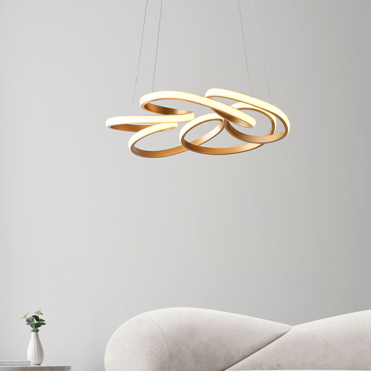 Endon Kirana Pendant Satin gold paint & white silicone