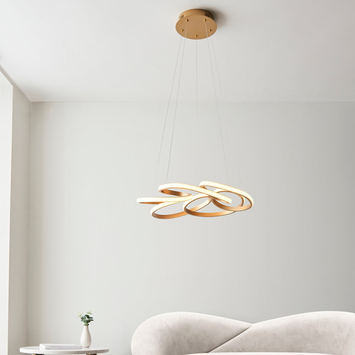 Endon Kirana Pendant Satin gold paint & white silicone