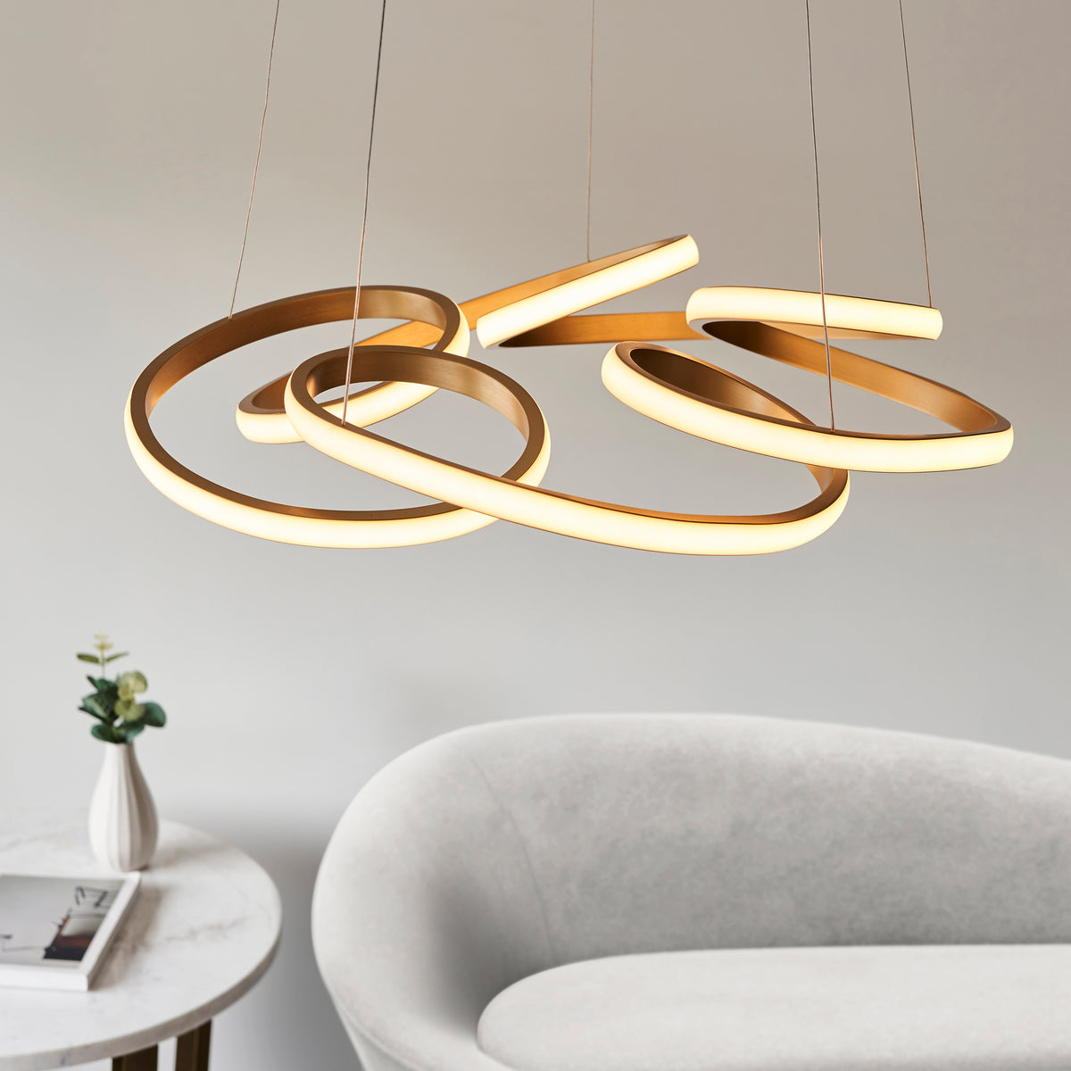 Endon Kirana Pendant Satin gold paint & white silicone