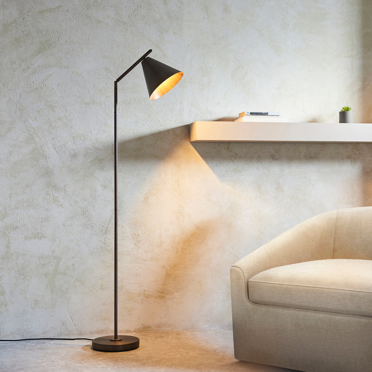 Endon Cape Task Floor Lamp Brushed antique bronze