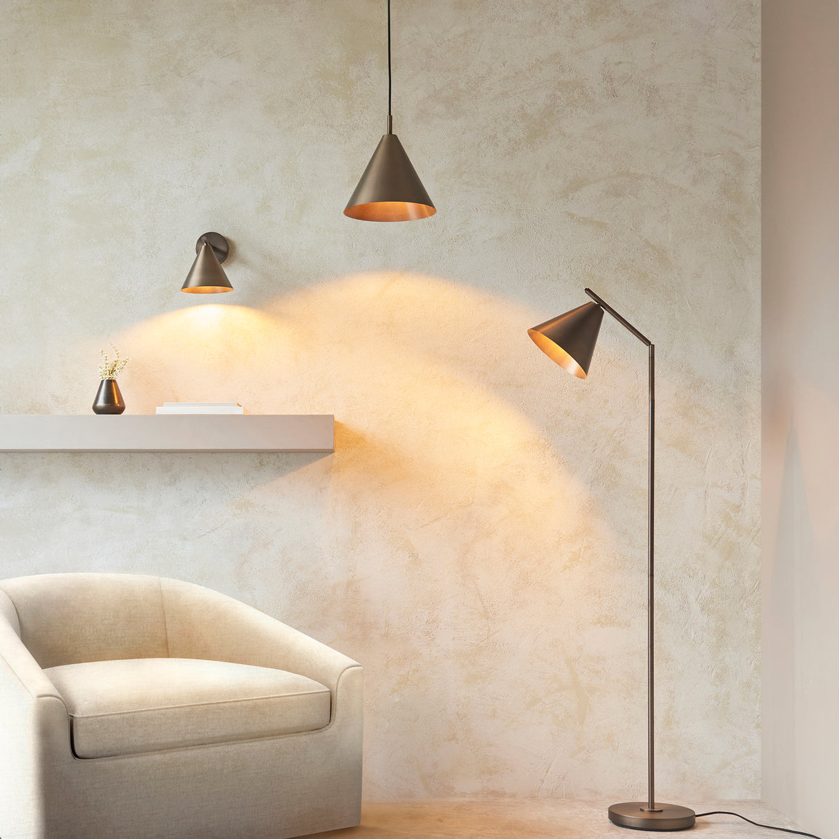 Endon Cape Task Floor Lamp Brushed antique bronze
