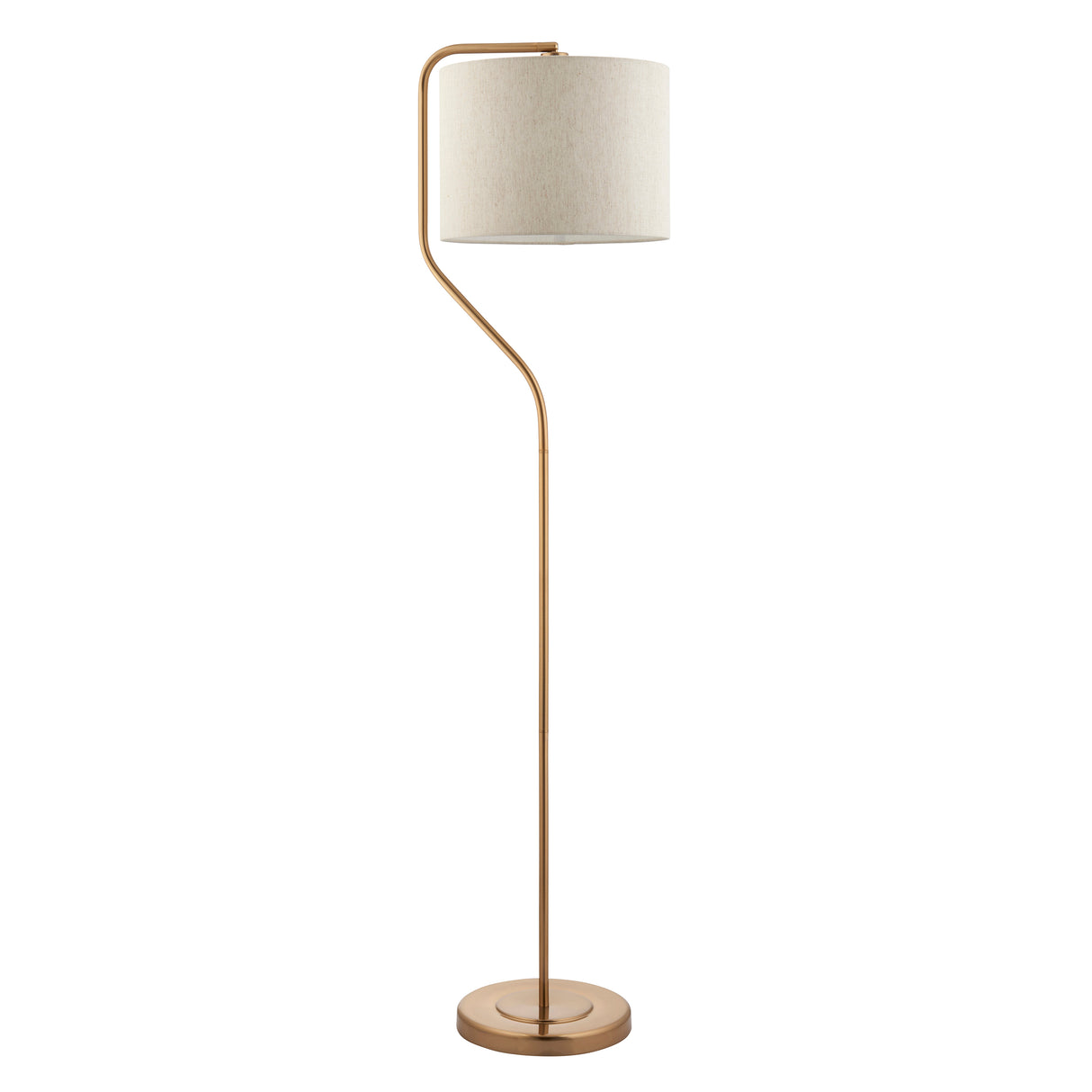 Endon Clement Floor Lamp aged brass plate & natural linen mix fabric