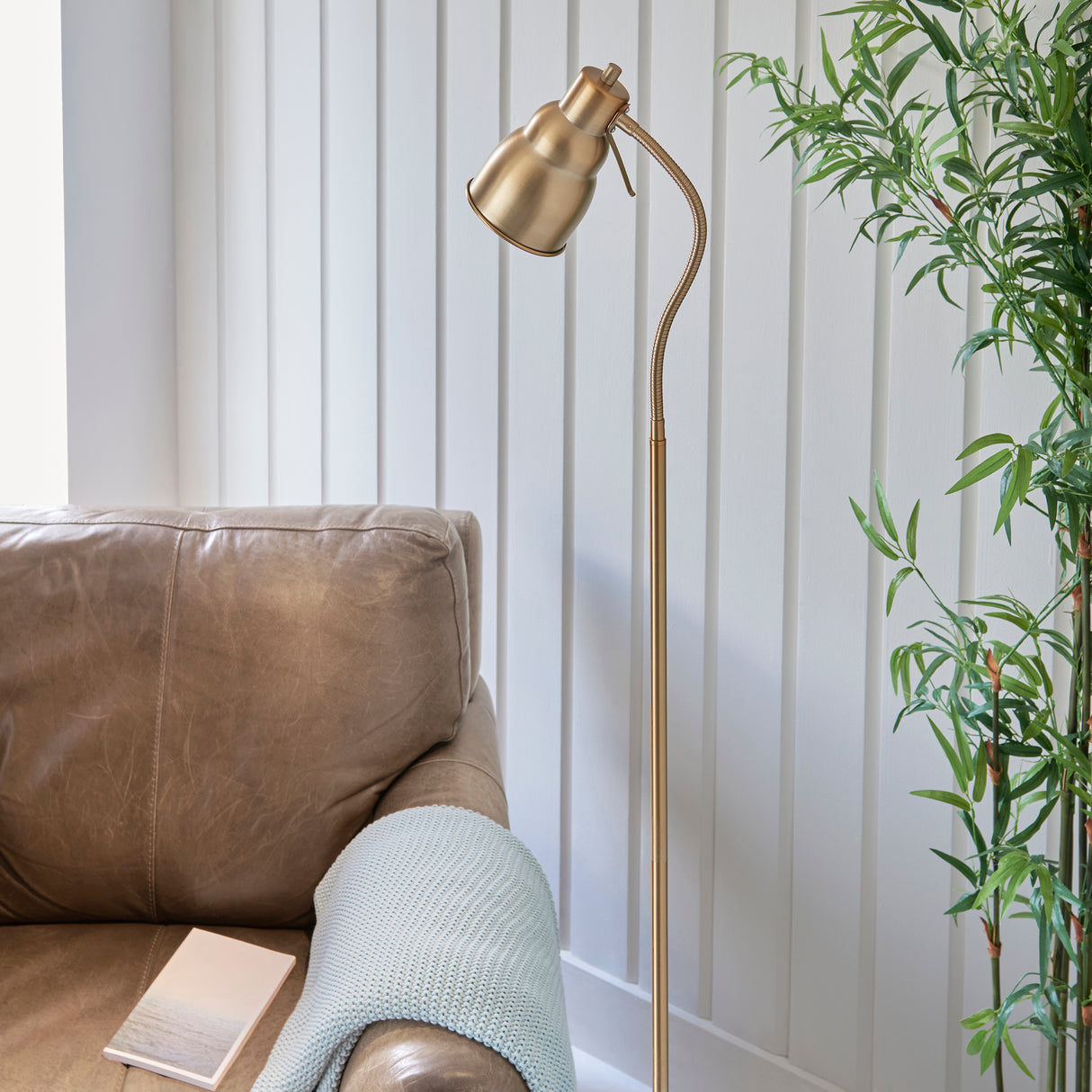 Endon Classic Flexi Reader Floor Lamp Brushed aged brass
