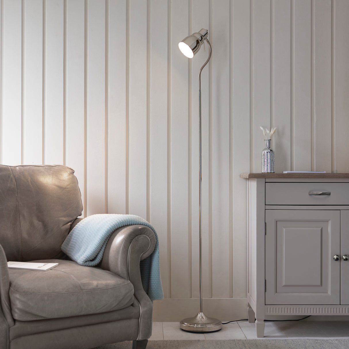 Endon Classic Flexi Reader Floor Lamp Bright nickel