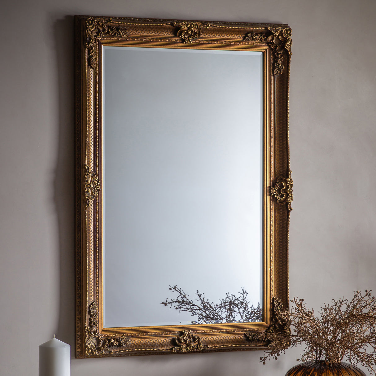 Amos Aged gold wood rectangle mirror – from Amos Lighting + Home