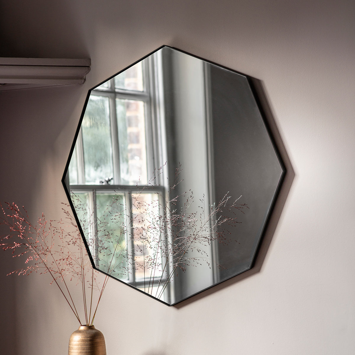 Amos Matt black octagon mirror 2 – from Amos Lighting + Home