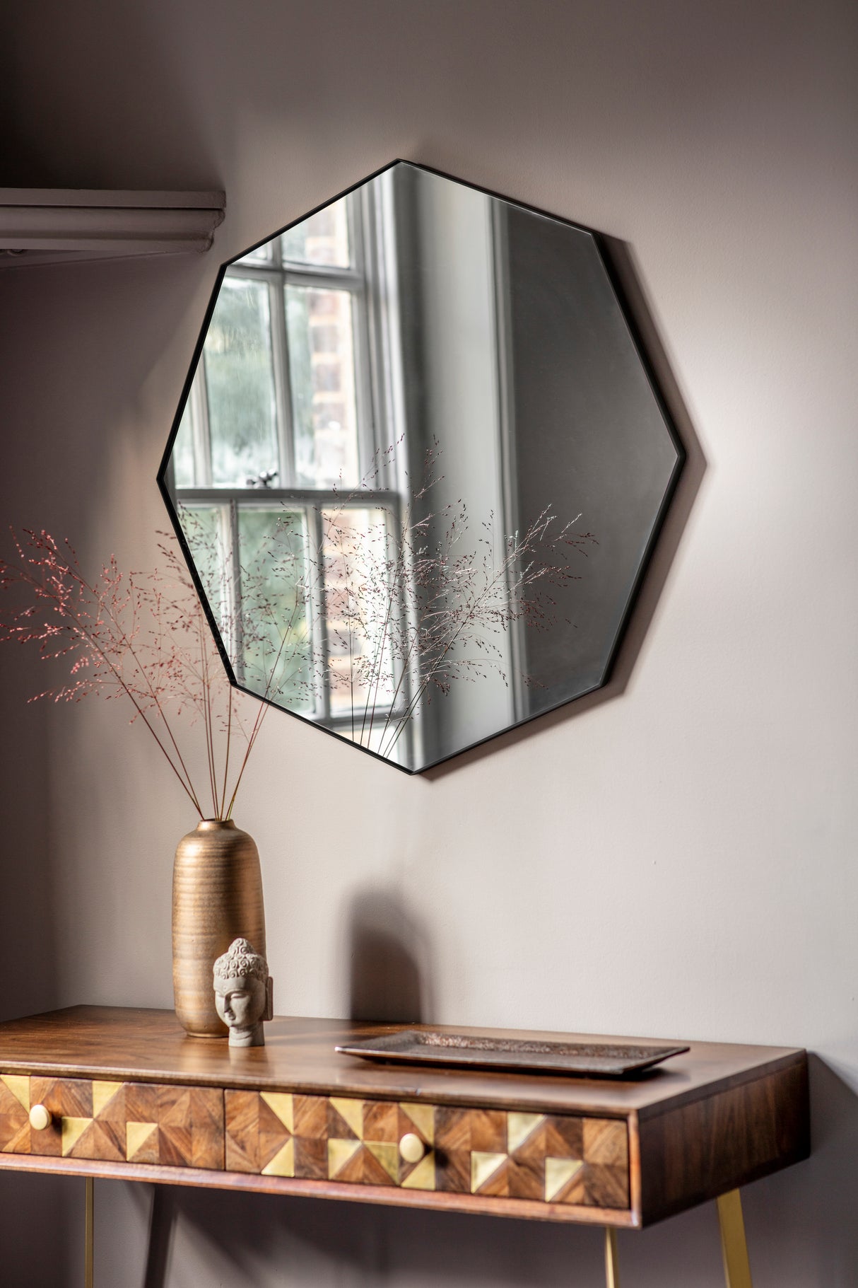 Amos Matt black octagon mirror 2 – from Amos Lighting + Home
