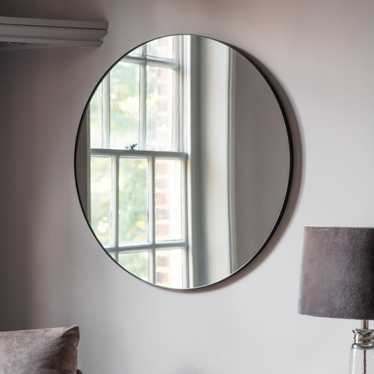 Amos Matt black round mirror – from Amos Lighting + Home