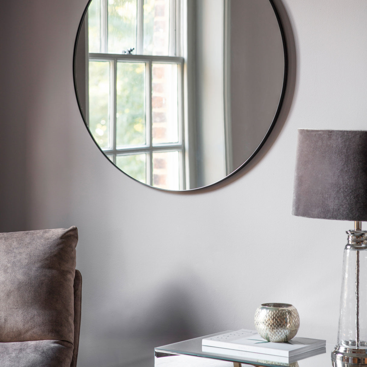 Amos Matt black round mirror – from Amos Lighting + Home