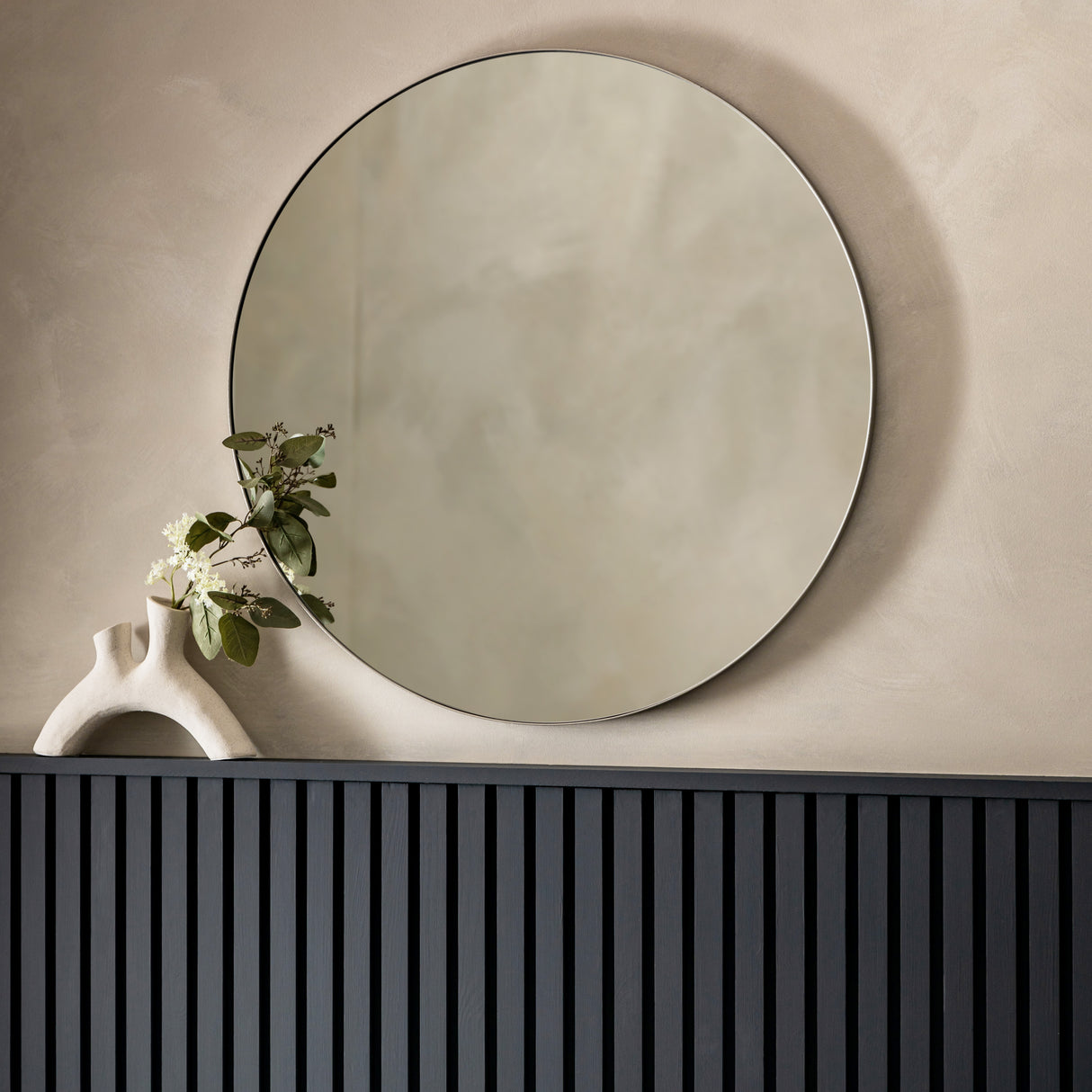 Amos Satin silver round mirror – from Amos Lighting + Home