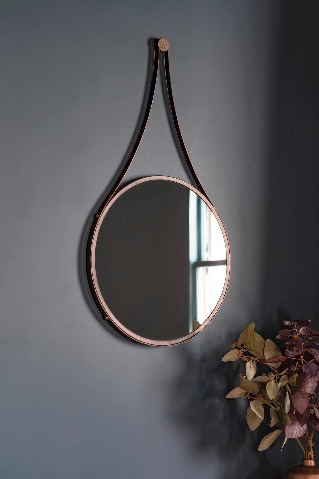 Amos Aged bronze medium round hanging mirror – from Amos Lighting + Home