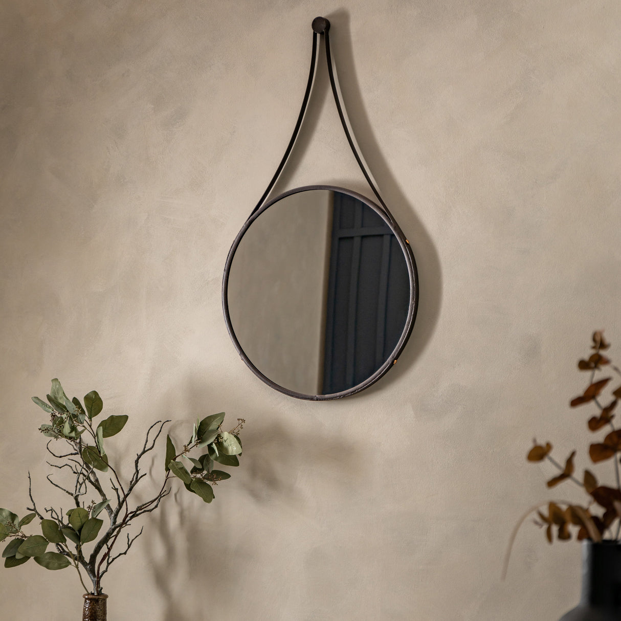 Amos Aged bronze large round hanging mirror – from Amos Lighting + Home