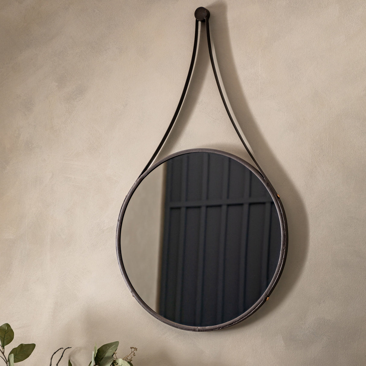 Amos Aged bronze large round hanging mirror – from Amos Lighting + Home