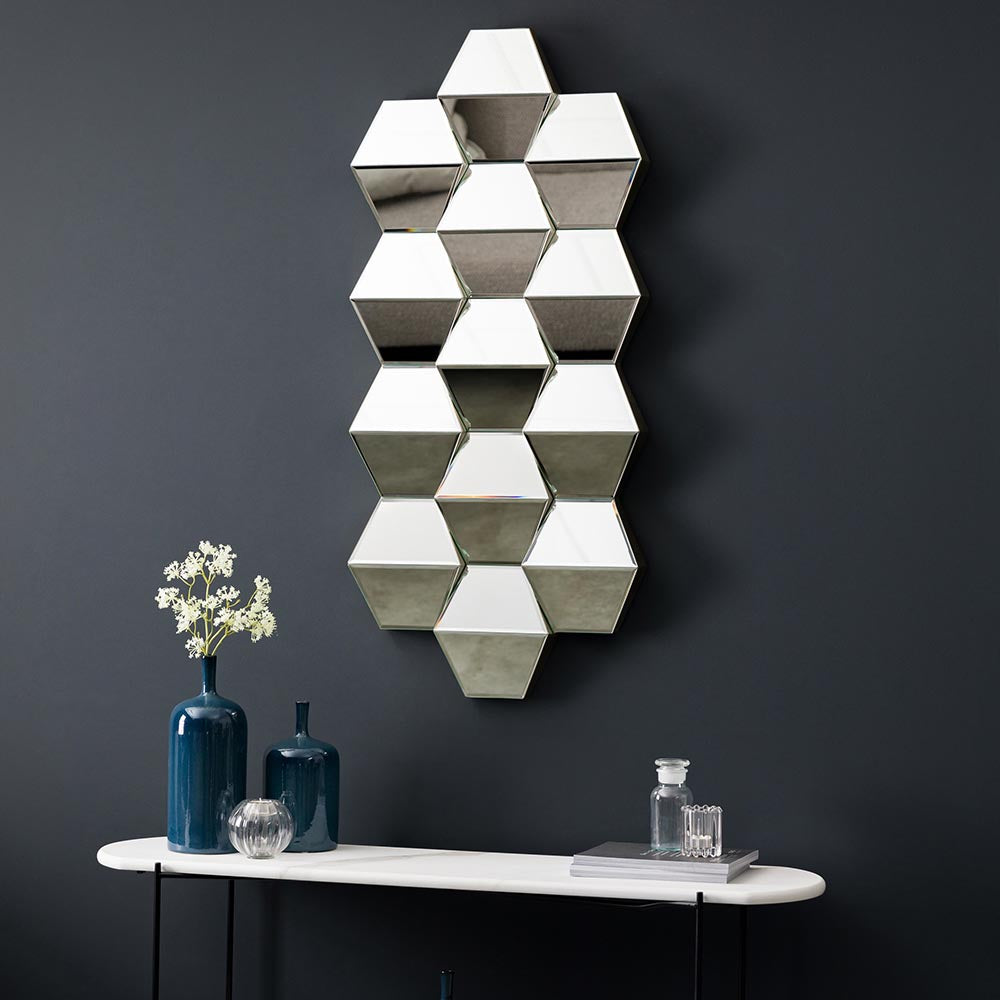 Amos Facetted hexagonal decorative mirror