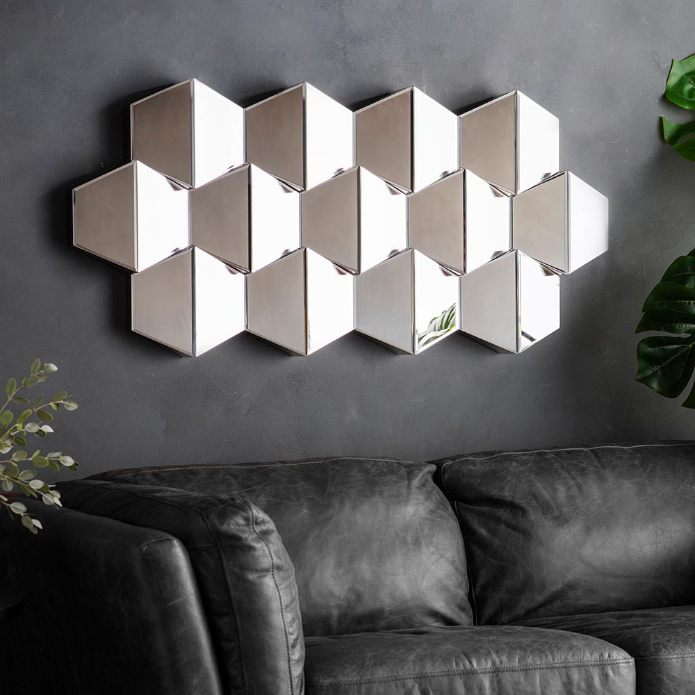 Amos Facetted hexagonal decorative mirror