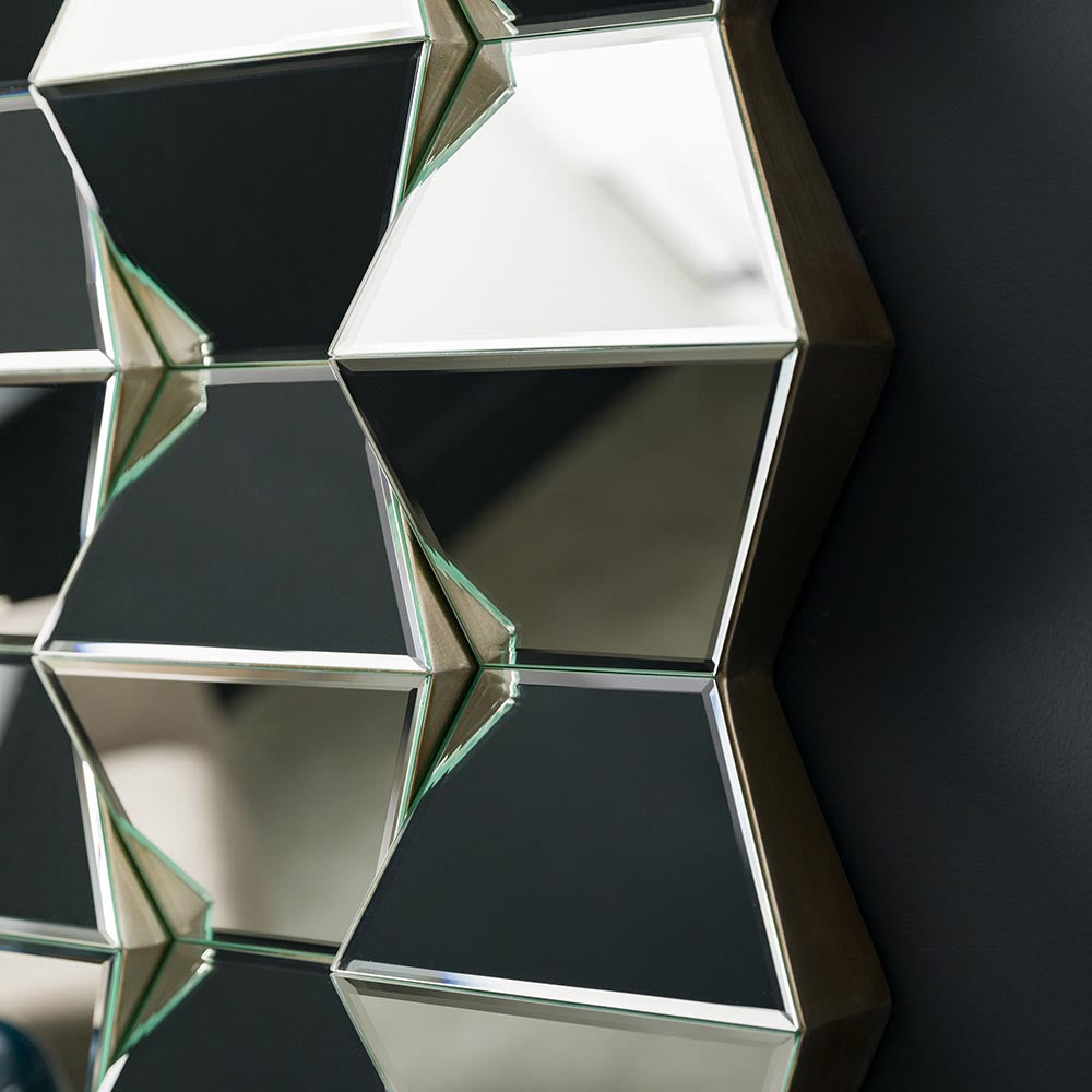 Amos Facetted hexagonal decorative mirror