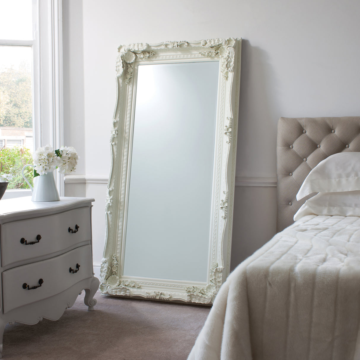 Amos French white leaner mirror – from Amos Lighting + Home