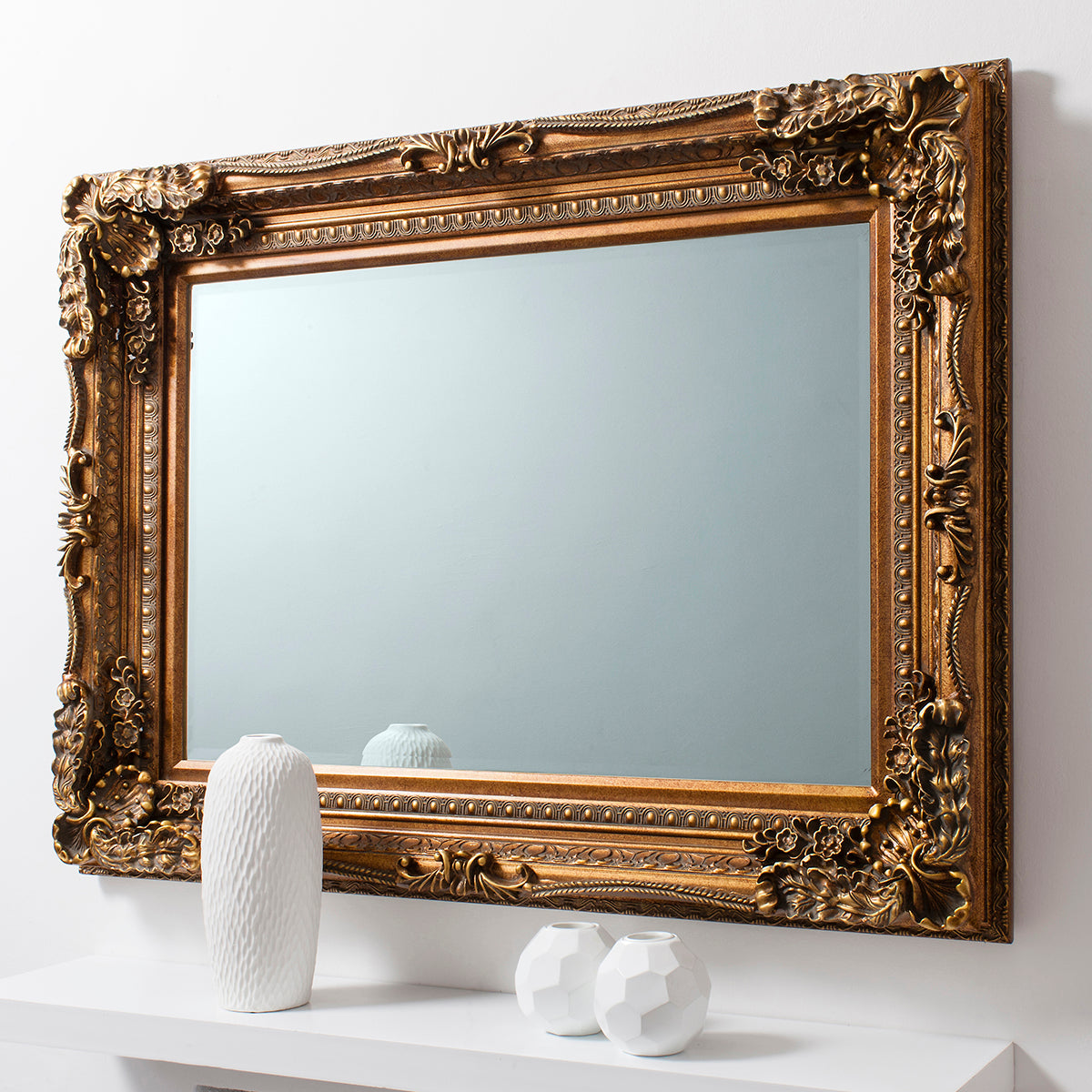 Amos Gold leaf medium rectangle mirror – from Amos Lighting + Home