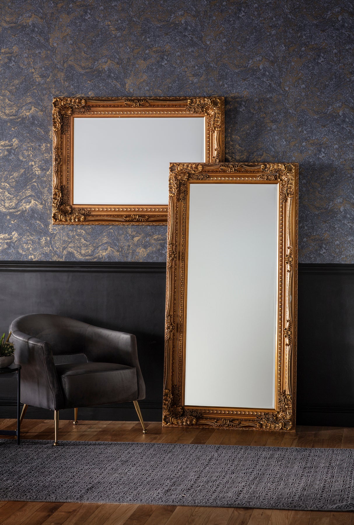Amos Gold leaf medium rectangle mirror – from Amos Lighting + Home