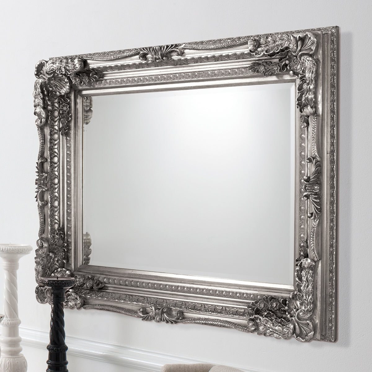 Amos Silver leaf finish medium rectangle mirror – from Amos Lighting + Home